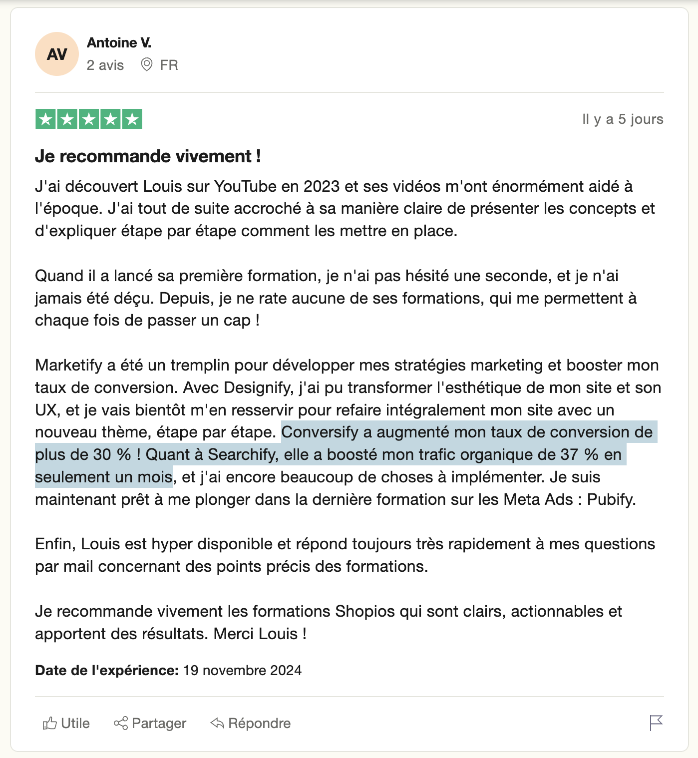 Avis d'Antoine