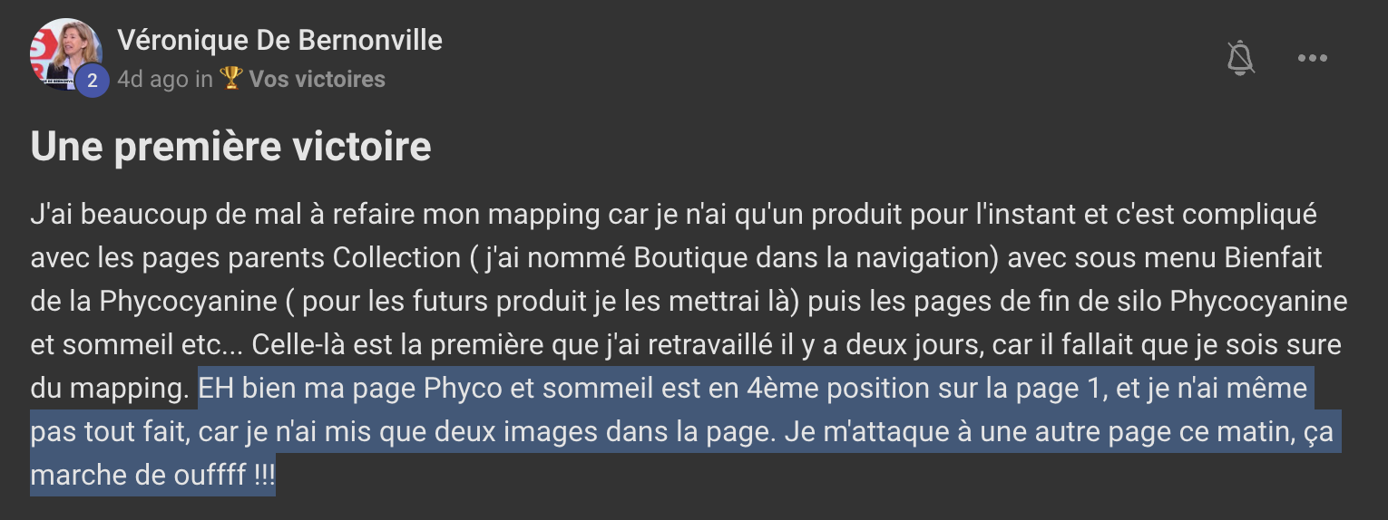 Résultat SEO de Véronique